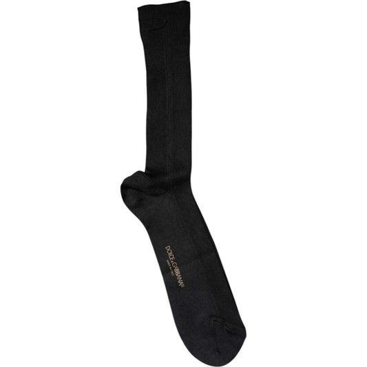 Dolce & Gabbana Black Cotton DG Logo Mid Calf Men Socks Dolce & Gabbana Black