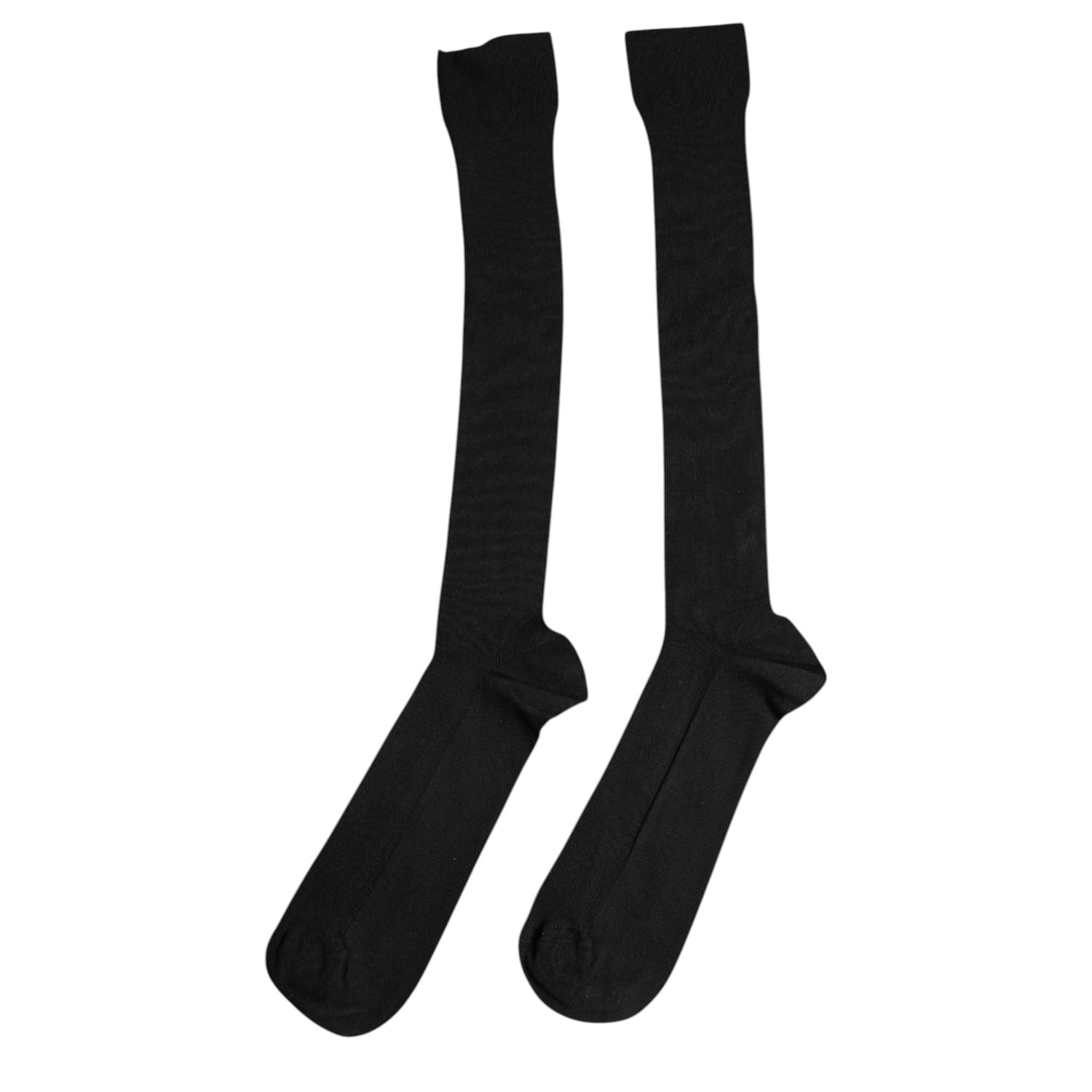 Dolce & Gabbana Black Viscose Logo Over The Calf Socks