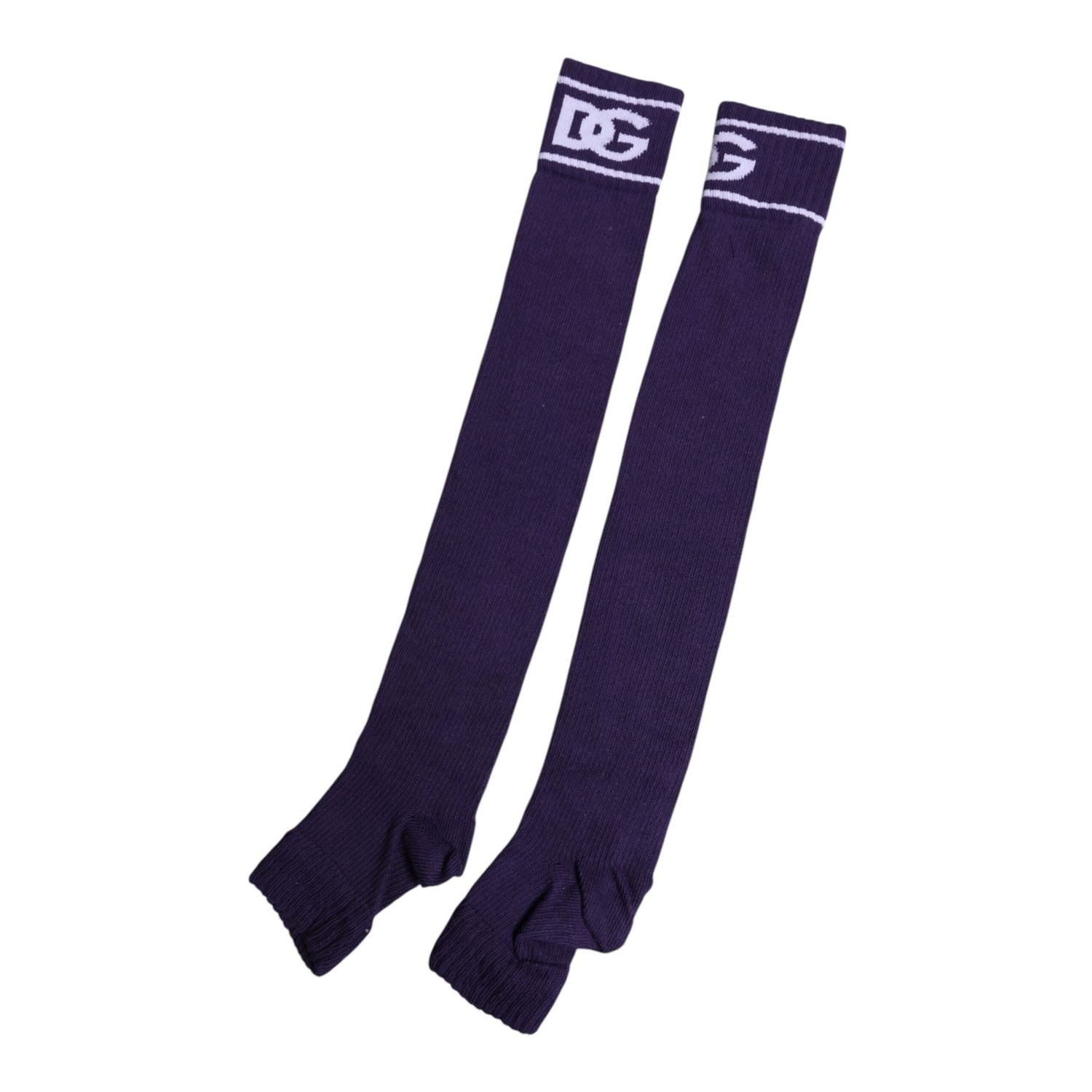 Dolce & Gabbana Purple Cotton DG Logo Print Open Toe Socks