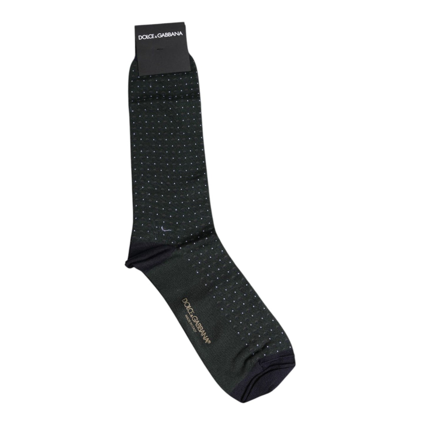 Dolce & Gabbana Black Polka Dots Cotton Mid Calf Socks
