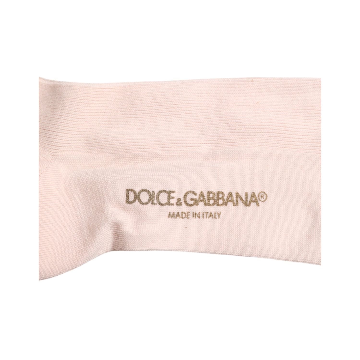 Dolce & Gabbana Ivory Cotton Stretch Logo Over Calf Socks