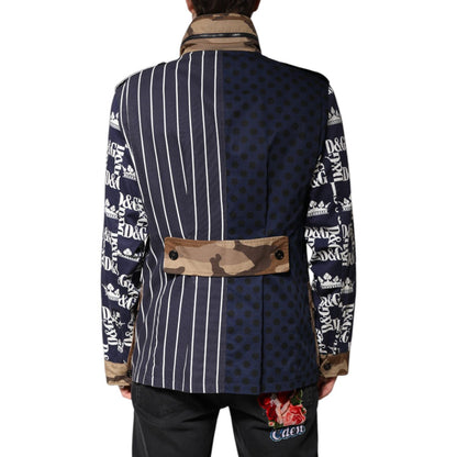 Dolce & Gabbana Multicolor Cotton Logo Patchwork Coat Jacket