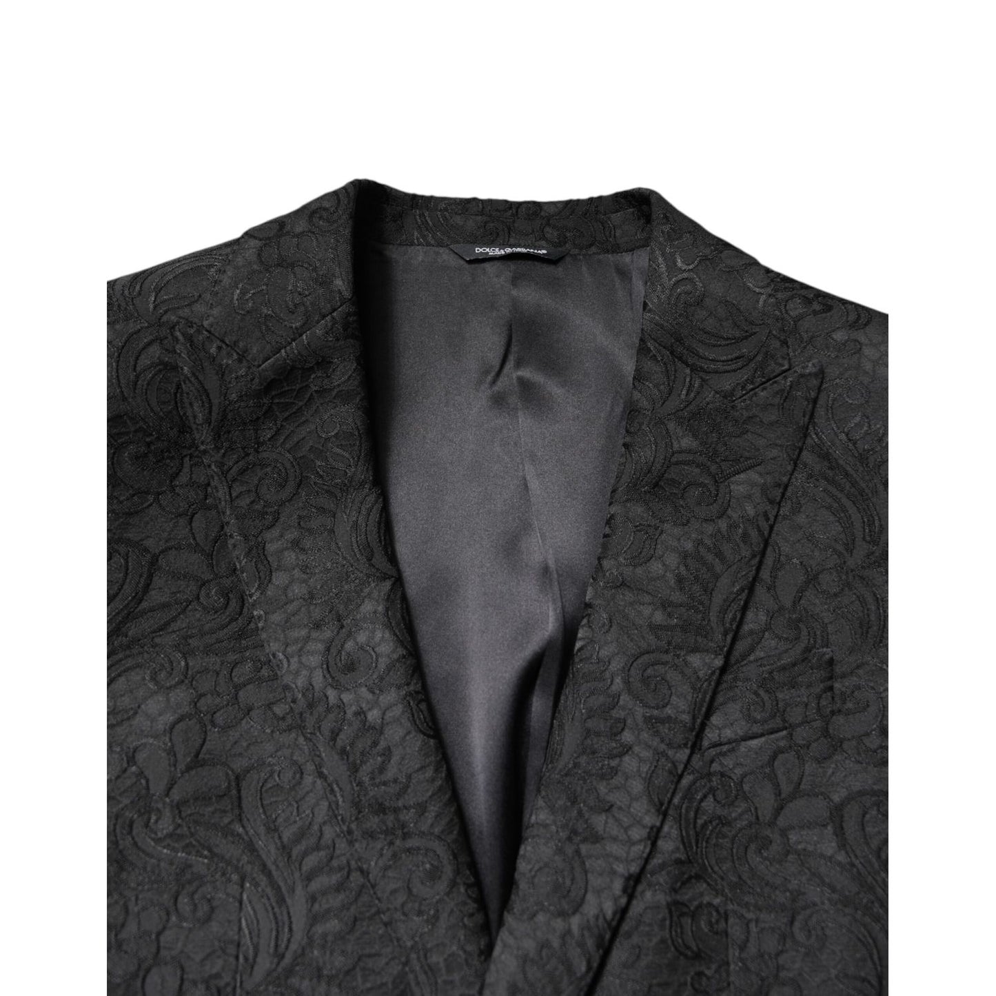 Dolce & Gabbana Black Floral Jacquard Coat Jacket Blazer