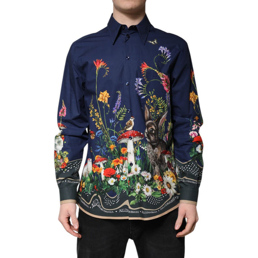 Dolce & Gabbana Blue Rabbit Print Long Sleeve Shirt TSH90249-40
