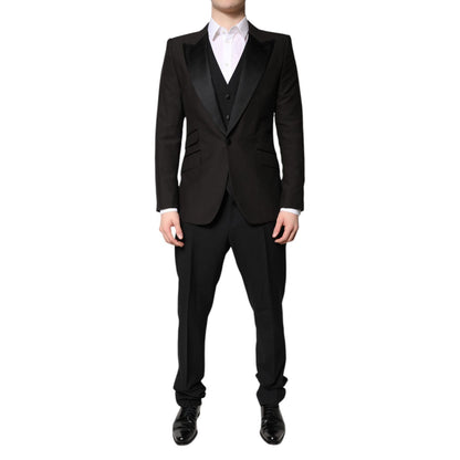 Dolce & Gabbana Black Single Breasted Formal 3 Piece Suit