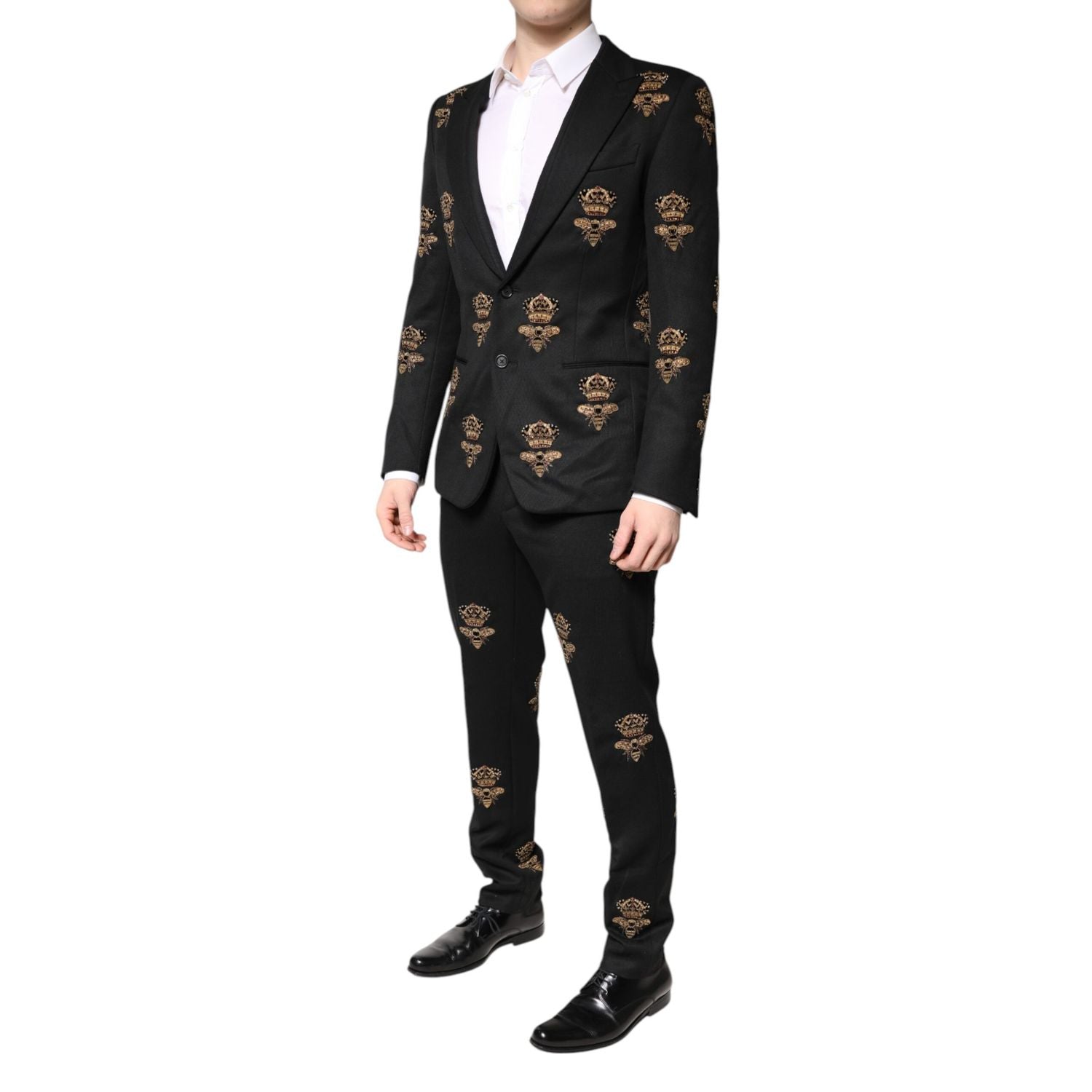 Dolce & Gabbana Black Bee Crown Embroidery 2 Piece Suit