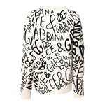 Dolce & Gabbana White Black Logo Print Women Pullover Sweater