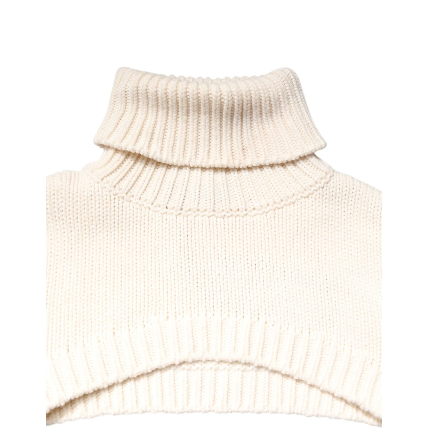 Dolce & Gabbana Ivory Cashmere Turtleneck Cropped Top Sweater