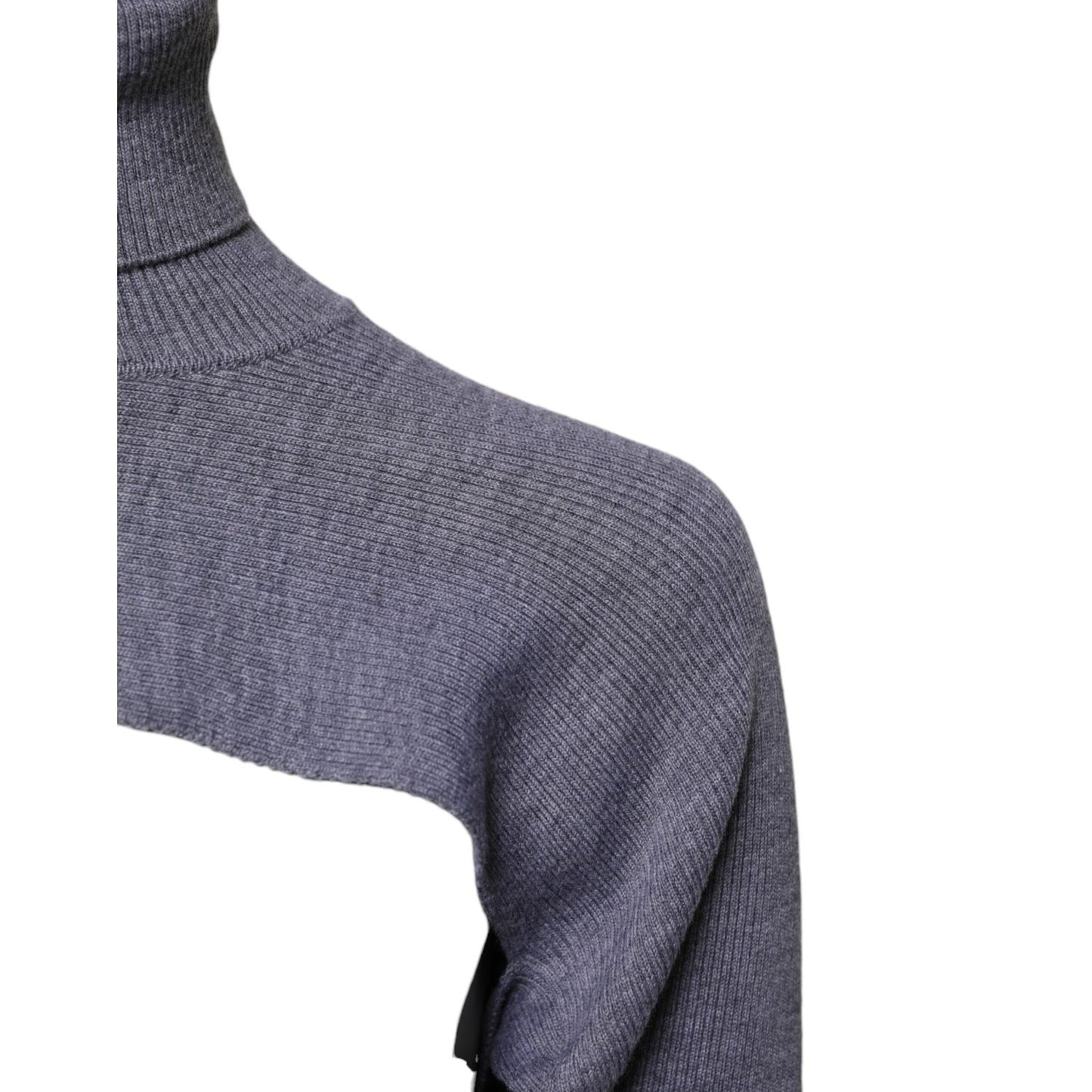 Dolce & Gabbana Gray Wool Knit Turtleneck Cropped Top Sweater