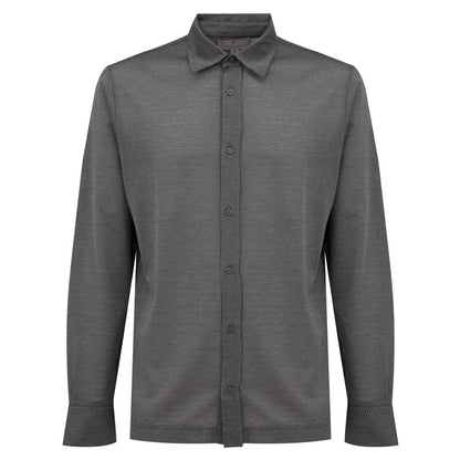 Canali Gray Cotton Pattern Shirt