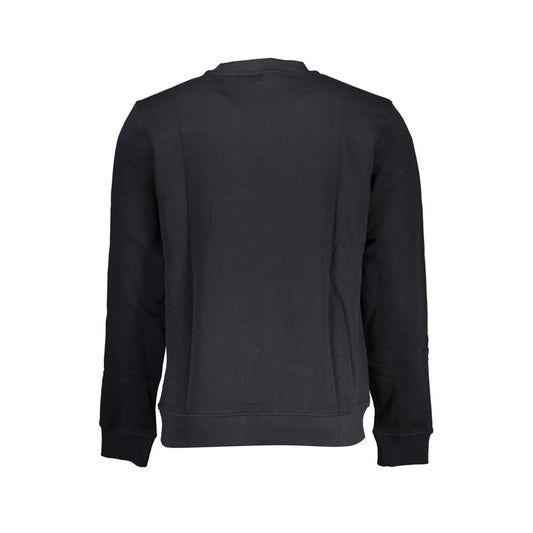 Back view of Napapijri black long-sleeved crew neck sweatshirt, showcasing its elegant design and soft fabric.