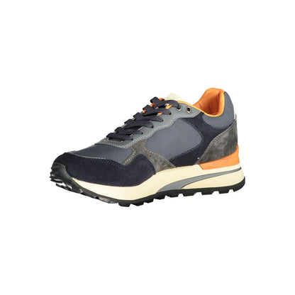 Blauer Blue Polyethylene Men Sneaker with orange accents and a sporty design, featuring a removable footbed and iconic logo.