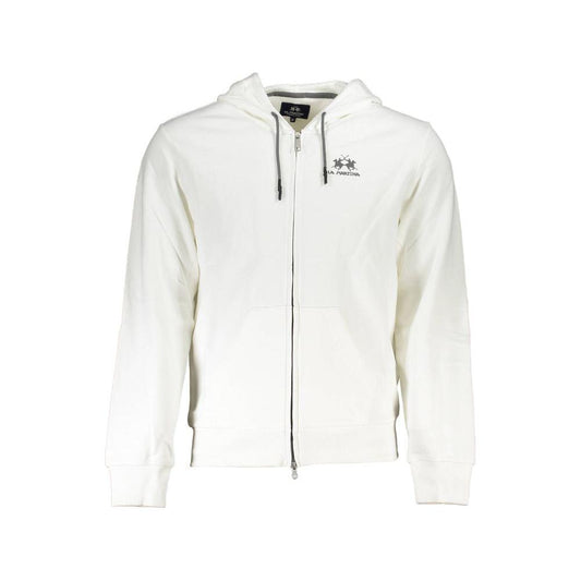 La Martina Elegant White Hooded Sweatshirt for Men La Martina Beige