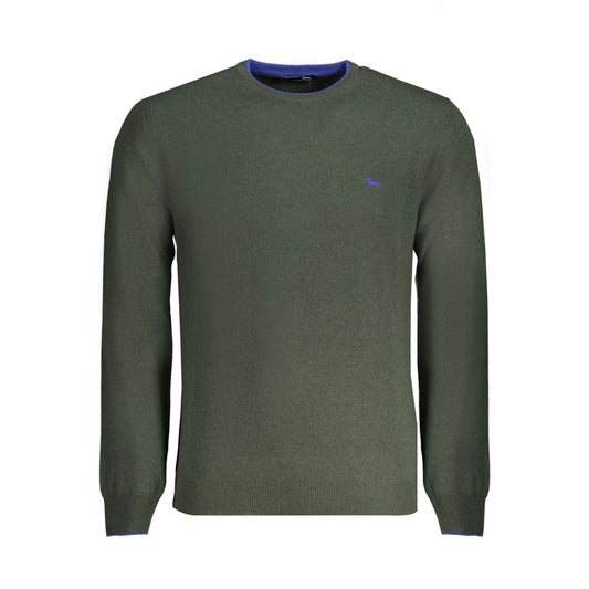 Harmont & Blaine Green Cashmere Sweater - Long-sleeved crew neck with contrasting details and logo embroidery.