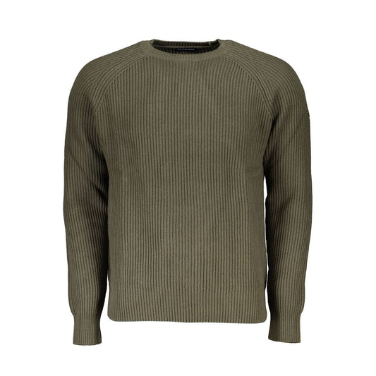 North Sails Green Cotton Men Sweater North Sails Dark Olive Green