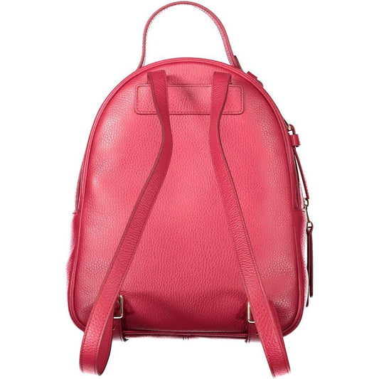 Coccinelle red leather women's backpack with adjustable straps, showcasing Italian design and craftsmanship, perfect for fashion-forward use.
