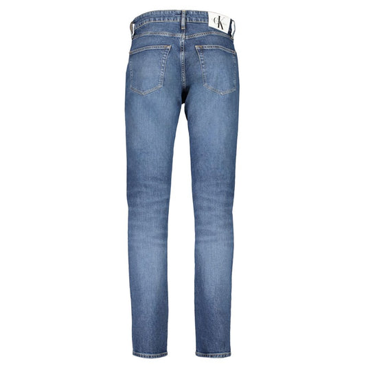 Calvin Klein blue dad jeans with authentic washed effect, 5 pockets, button and zip closure, featuring 20% recycled cotton.