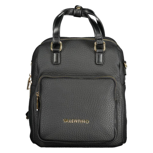 Valentino Bags black polyethylene women's backpack with sleek handles, adjustable shoulder strap, external and internal pockets.
