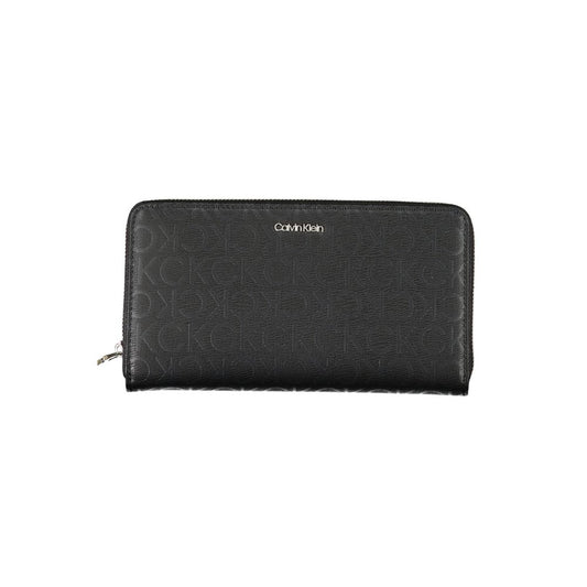 Calvin Klein sleek designer wallet with three compartments and RFID protection, featuring a stylish CK pattern.