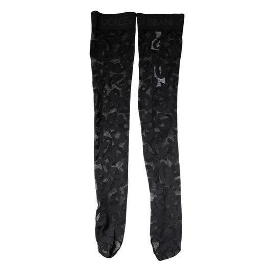 Dolce & Gabbana Black Floral Lace Cotton Stretch Stockings Socks SCS2261-S