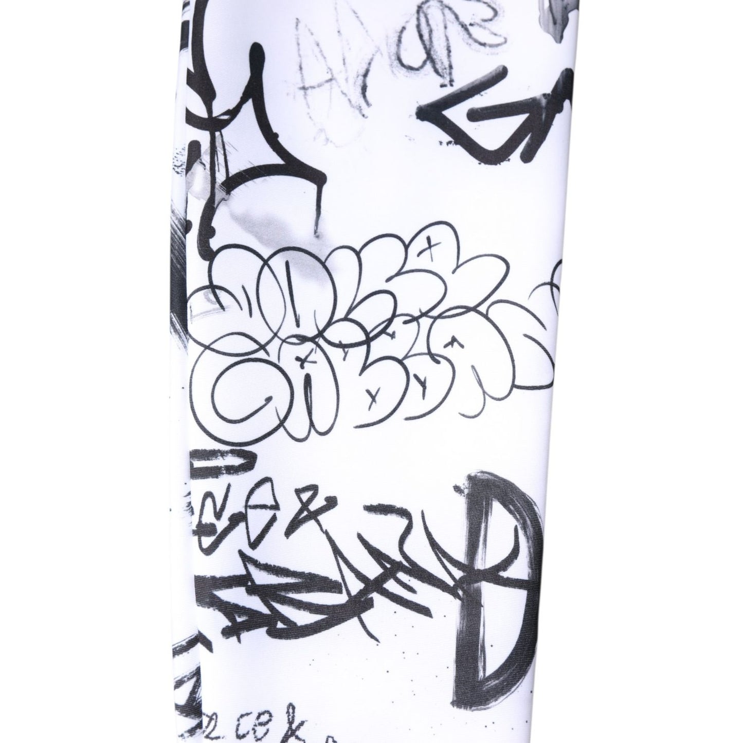 Dolce & Gabbana White Graffiti Cotton Over Calf Stockings Socks