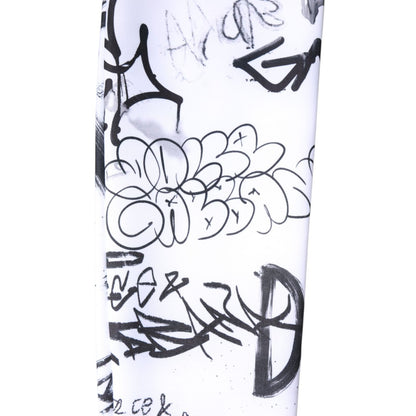 Dolce & Gabbana White Graffiti Cotton Over Calf Stockings Socks
