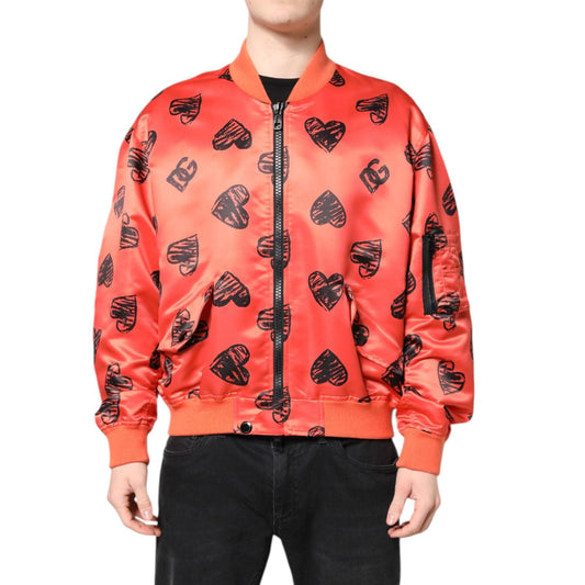 Dolce & Gabbana Orange DG Heart Full Zip Men Bomber Jacket JKT41411-54