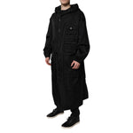 Dolce & Gabbana Black Hooded Long Men Windbreaker Jacket