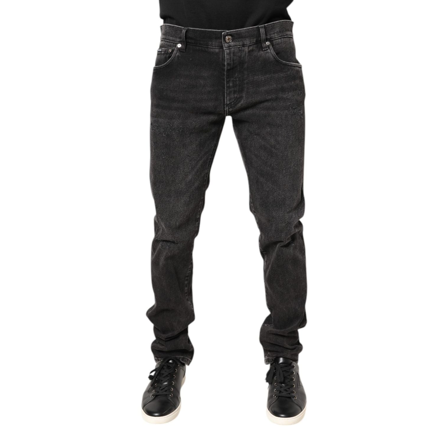 Dolce & Gabbana Gray Washed Cotton Skinny Denim Jeans