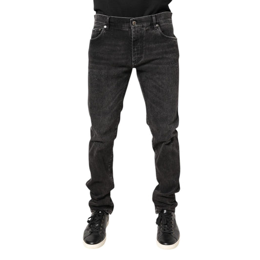 Dolce & Gabbana Gray Washed Cotton Skinny Denim Jeans PAN76269-52