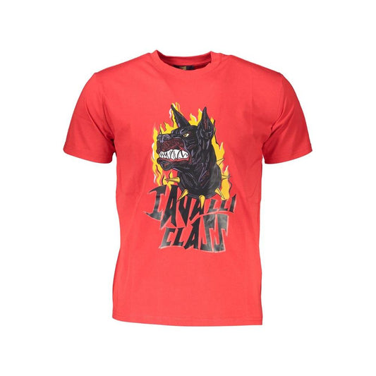 Cavalli Class Red Cotton Men T-Shirt Cavalli Class Tomato