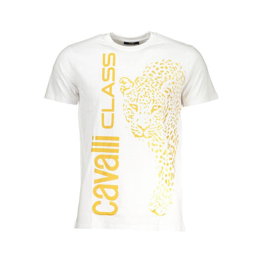 Cavalli Class White Cotton T-Shirt Cavalli Class White Smoke