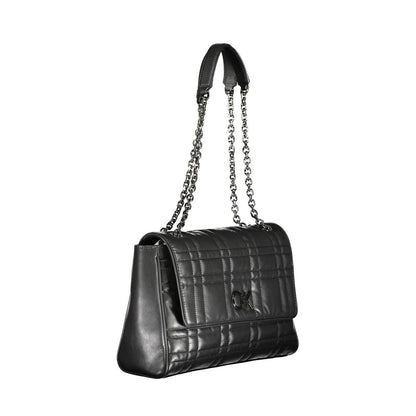 Calvin Klein Black Polyester Women Handbag with chain handles and turnbuckle closure