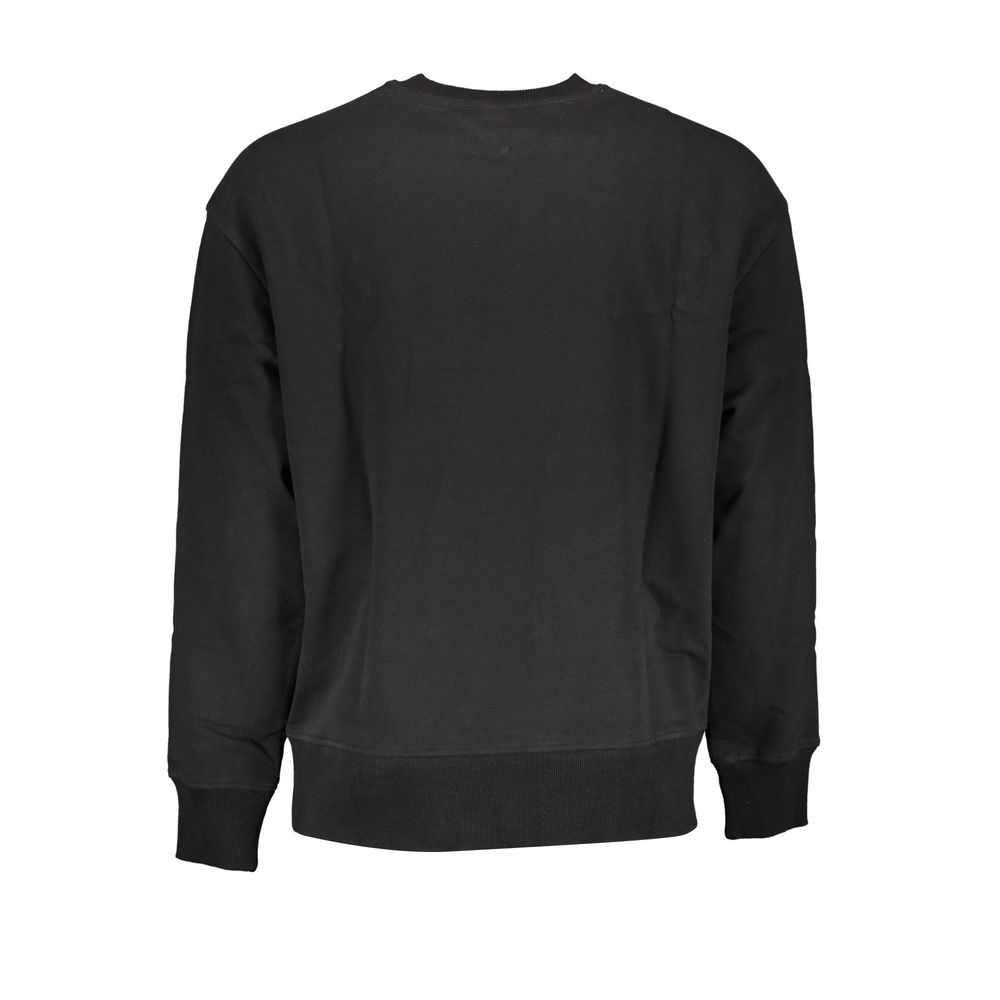Tommy Hilfiger Black Cotton Men Sweater with sustainable fabric, crew neck, and signature embroidery for eco-conscious fashion.