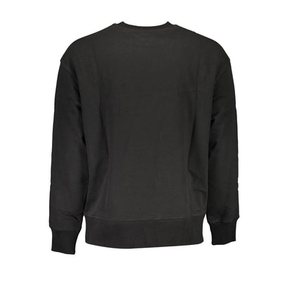 Tommy Hilfiger Black Cotton Men Sweater with sustainable fabric, crew neck, and signature embroidery for eco-conscious fashion.