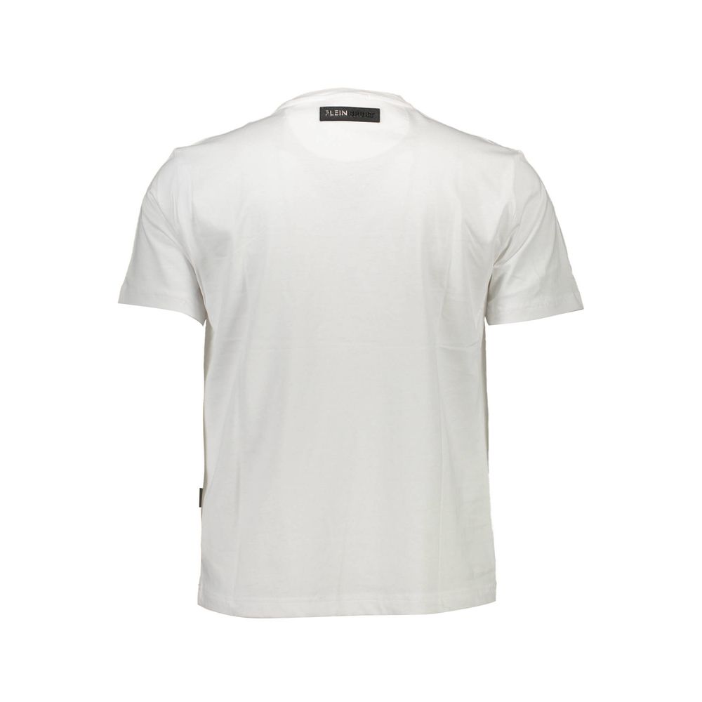Plein Sport White Cotton Men T-Shirt with iconic logo and contrasting details.