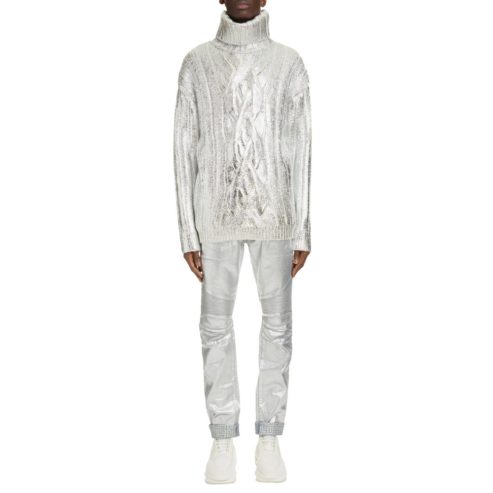 Balmain Brown Wool Men Turtleneck Sweater