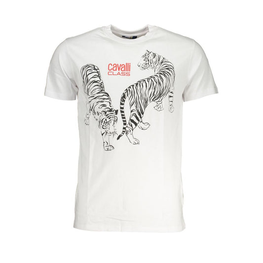 Cavalli Class White Cotton T-Shirt Cavalli Class Beige