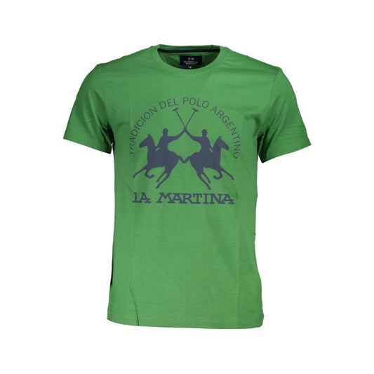 La Martina Green Cotton Men T-Shirt La Martina Sea Green