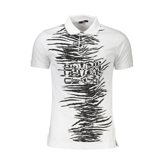 Cavalli Class White Cotton Men Polo Shirt Cavalli Class Dark Slate Gray