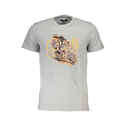 Cavalli Class Gray Cotton Men T-Shirt Cavalli Class Gray