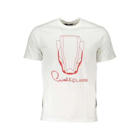 Cavalli Class White Cotton T-Shirt Cavalli Class Beige
