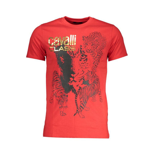 Cavalli Class Red Cotton T-Shirt Cavalli Class Tomato