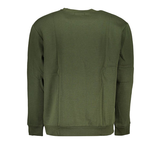 Cavalli Class Chic Green Embroidered Crew Neck Sweater Cavalli Class Dark Olive Green