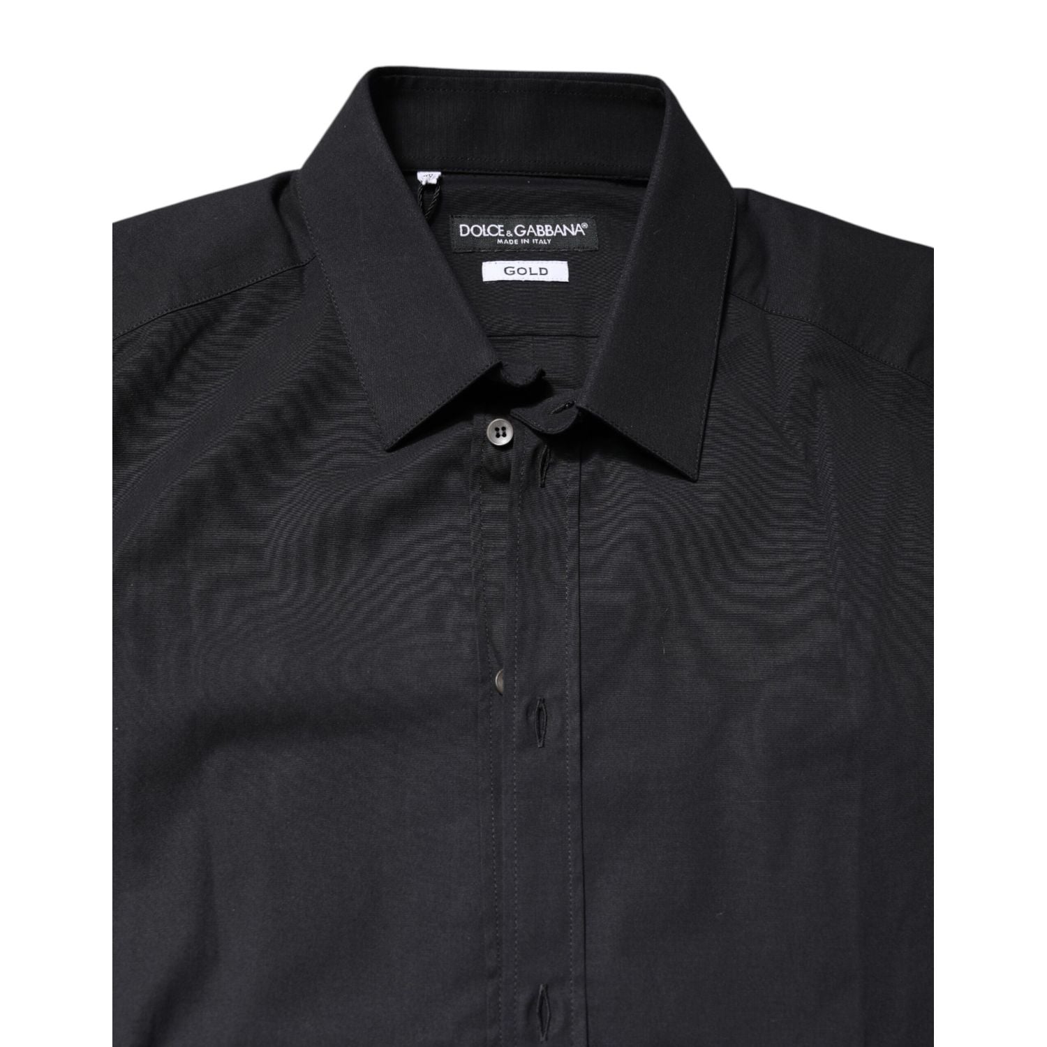 Dolce & Gabbana Black GOLD Cotton Long Sleeves Dress Shirt