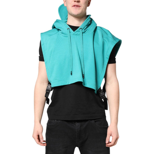Dolce & Gabbana Green Cotton Hooded Men Sportswear Vest Sweater TSH90314
