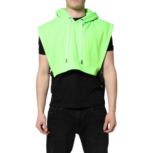 Dolce & Gabbana Green Polyester Hooded Sportswear Vest Sweater TSH90317