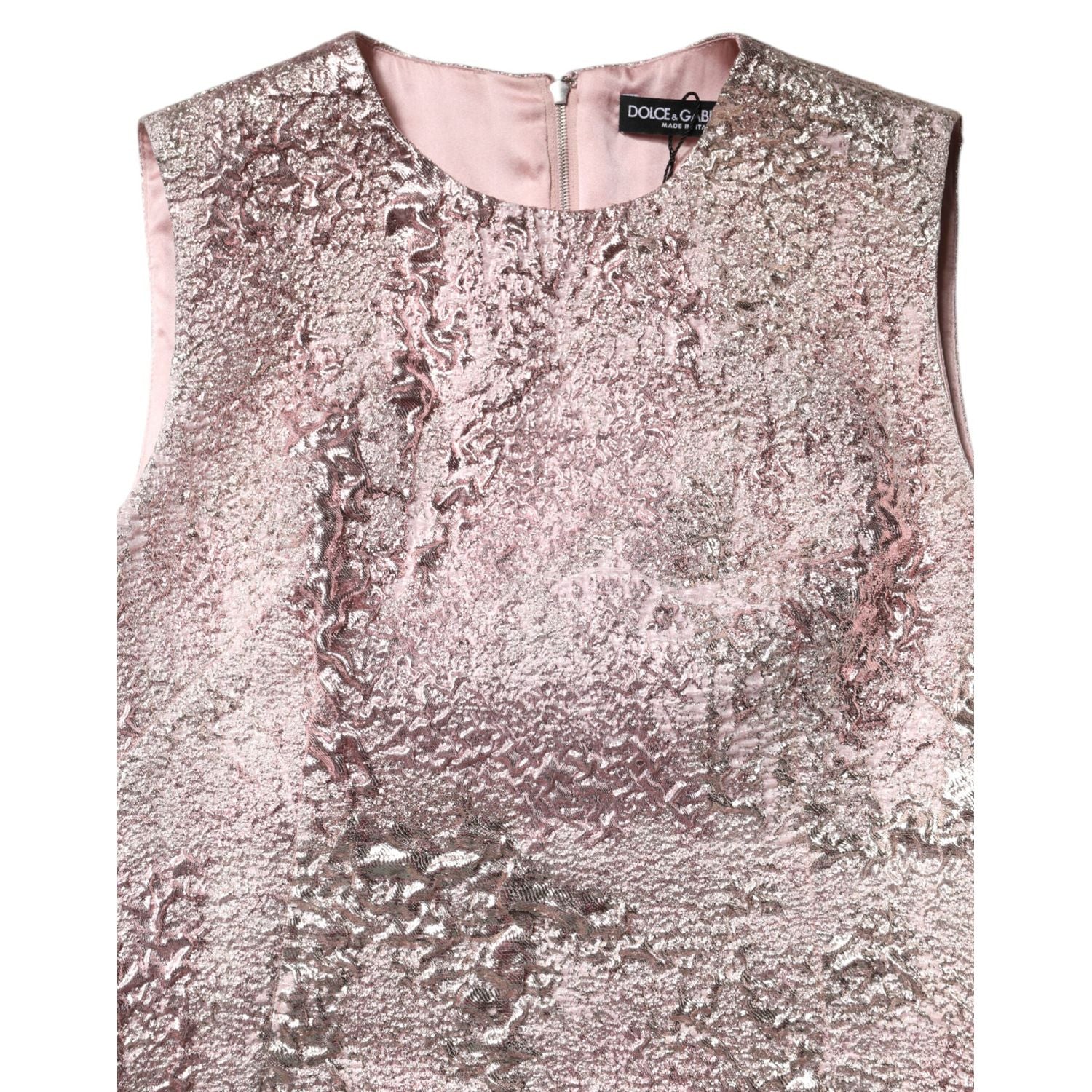 Dolce & Gabbana Pink Jacquard Sleeveless Sheath Mini Dress