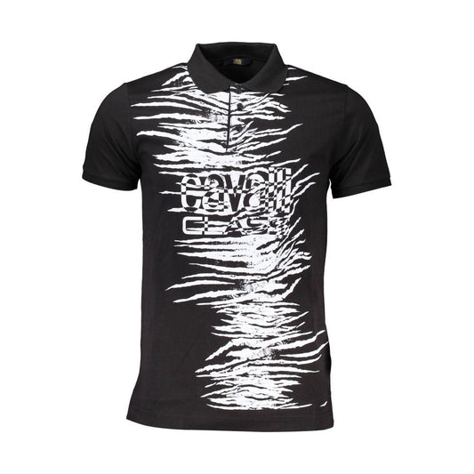 Cavalli Class Black Cotton Men Polo Shirt Cavalli Class Dark Slate Gray