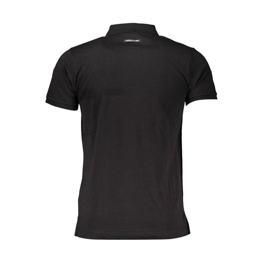 Cavalli Class Black Cotton Men Polo Shirt Cavalli Class Dark Slate Gray
